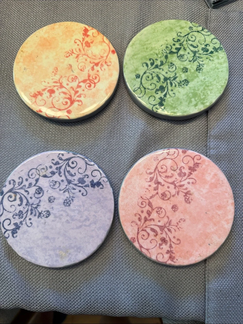 Reversible colorful ceramic coasters
